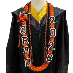 2026 Graduation Wreath with Honor Cord, Ribbon Wreath, Graduation Necklace, High School DIY Party Decorations, Class of 2026 Supplies