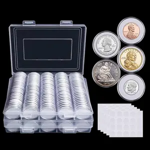 GOITHCA 240 Pieces 30mm Coin Capsules Coin Holders for Collectors, with Foam Gasket and Plastic Storage Organizer Box, 5 Sizes (17/20/25/27/30mm) Coin Case for Coin Collection Supplies
