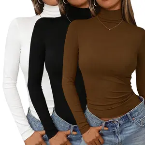 3PCS Women’s Outfit Builder Tops – Turtleneck Long Sleeve Warm Stretch Lining Layering Under Cardigan