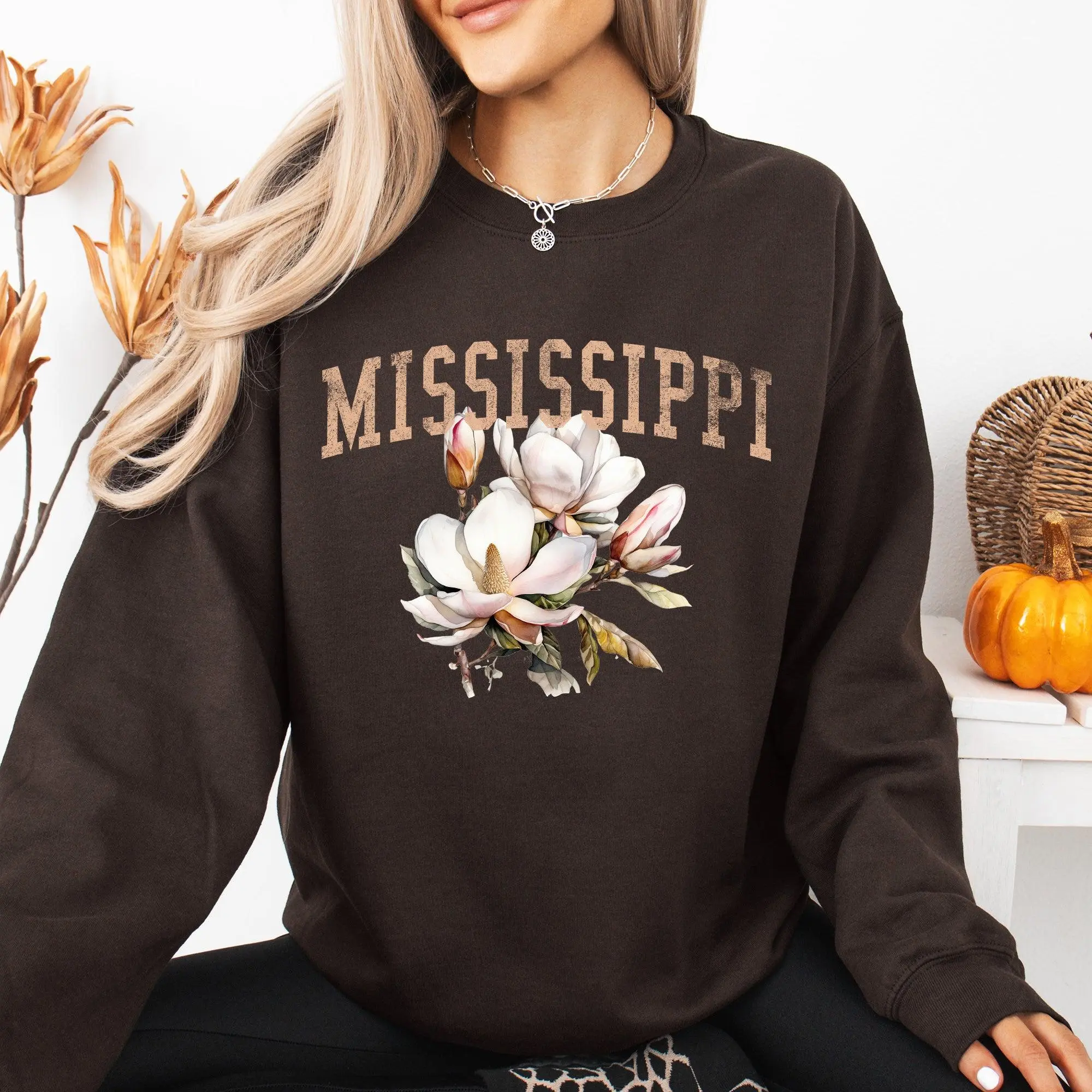 Mississippi State Flower Sweatshirt, Crew Neck, Women's, Crewneck