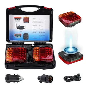 Wireless Trailer Lights Magnetic, Upgrade Rechargeable Wireless Trailer Tow Lights LED Kit, IP65 Waterproof, 10-Hour Battery Life, 100 FT Signal Synchronization forTowing Truck Camper RV, Trailers, Tractors, Boats & BikeRacks