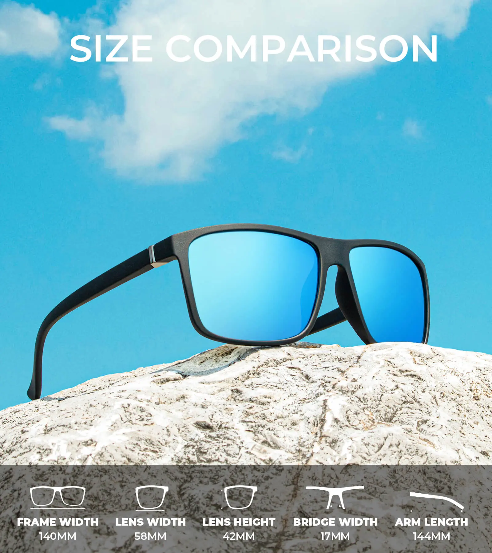 2/3 Pairs KALIYADI Unisex Rectangular Polarized Sunglasses with UV Protection (S11) 2/3 Pairs KALIYADI Unisex Rectangular Polarized Sunglasses with UV Protection (S11)