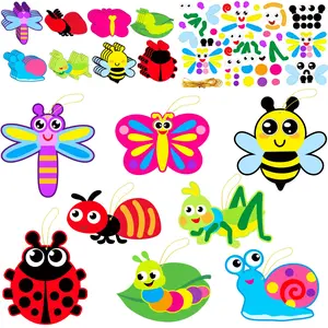 chiazllta 32 Packs Spring Bug Craft Kits for Kids Spring DIY Bug Bee Butterfly Ladybug Sticker Mothers Day Craft for Early Education Insect Craft Set for Home Class Fun Game Activities