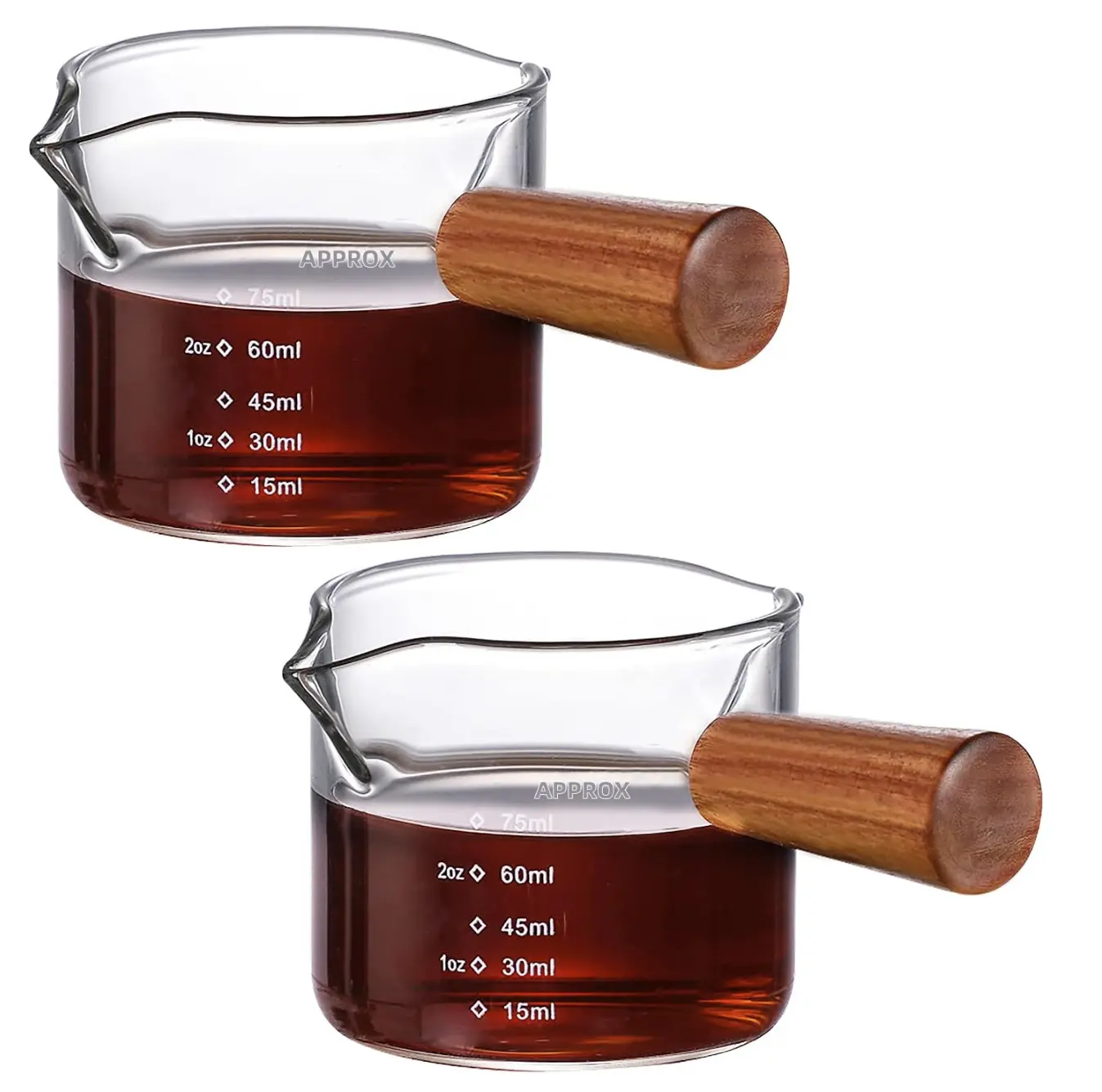 Double Spouts Measuring Cup, Espresso Shot Glass with Handle, Clear Measuring Milk Cup