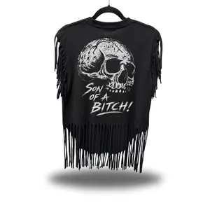 SON B*TCH WESTERN FRINGE BLACK TEE
