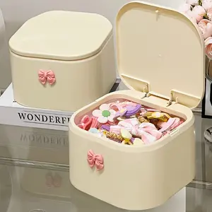 Girl Hair Accessory Storage Box, Headband Organizer, Bow, Cotton Swab Holder, Bathroom Container, Covered Hair Clip Rack, Home Storage Box
