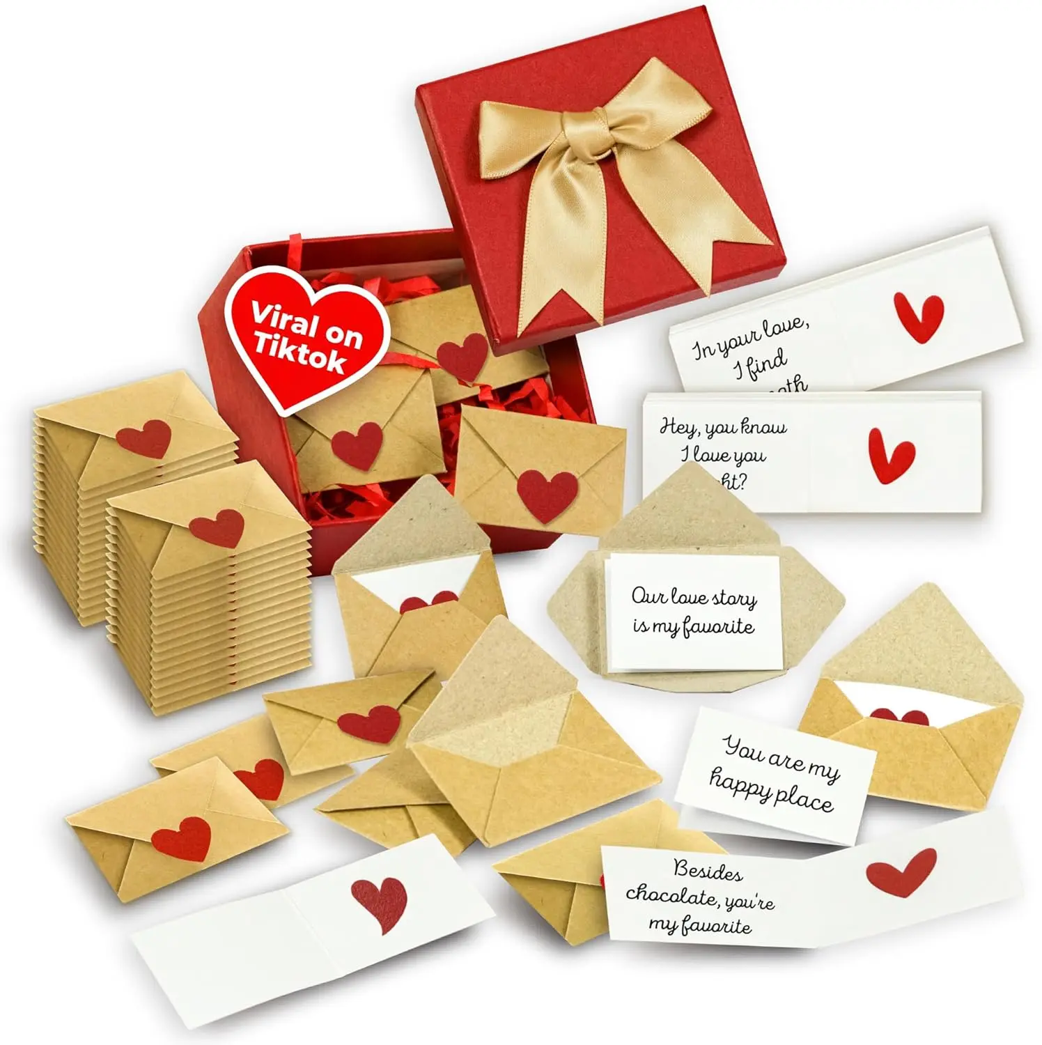 60 Mini Love Notes With Envelopes - Personalized Valentines Day Gifts For Him, Her, Girlfriend - DIY Valentines Gift For Husband, Wife, Men, Women - Birthday Gifts for Boyfriend, Anniversary