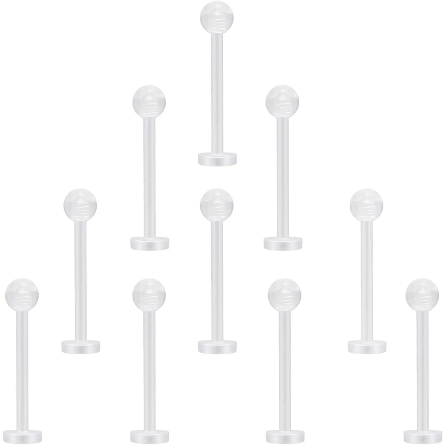8G/10G/12G/14G/16G/18G Clear Flat Tongue Nipple Ring Flexible Retainers Spacers Labret Bar