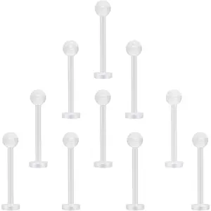 8G/10G/12G/14G/16G/18G Clear Flat Tongue Nipple Ring Flexible Retainers Spacers Labret Bar