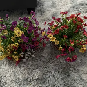 Artificial Flowers for Outdoor Indoor Garden Home Decoration, Plastic Vibrant Faux Flowers, Faux Flower Daisy with Eucalyptus Leaves Fake Plants Greenery Boxwood Porch Patio