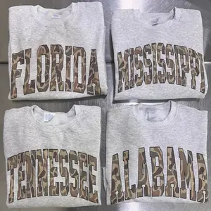 Camo State Sweatshirt Duck Camo State College Varsity Name Pullover Camouflage Sweatshirts Collage TExas Georgia Ohio Florida Alabama Arkansas North Carolina South