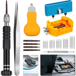 Watch Battery Replacement Kit, Watch Repair Screwdriver, Watch Band Replacement tool, Watch Wrench Back Remover, Watch Case Opener, Watch Back Remover Holder, Spring bar, Tweezers