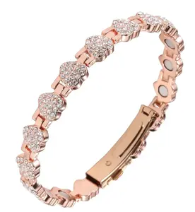Pure Copper Bracelets for Women,Ultra Strength Magnetic Bracelet with 3800 Gauss Magnets & Sparkling Cubic Zirconia, Adjustable Charm Bracelet