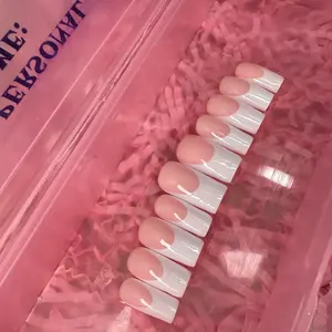 GEL Mini French Tip Press On Nails High Gloss Alcohol Free