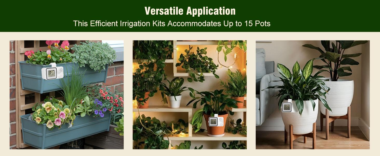 Automatic drip irrigation kit, ennvaofficial 15-pot indoor potted plant support system, automatic indoor plant watering system, equipped with a digital programmable watering timer