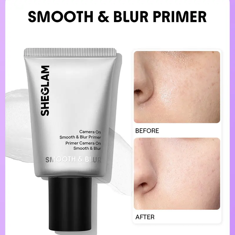 SHEGLAM Camera On Smooth and Blur Primer Lightweight Pore Minimizing Makeup Base Soft Focus Blurring Effect Smooth Matte Finish Long Lasting Oil Control Face