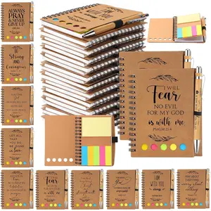 60 count/ 30 Set Easter Christian  Bulk  Verse  Pen Motivational Spiral Religious Notebook with Sticky Notes Sunday School  for Teacher Social Worker Appreciation Gifts ()