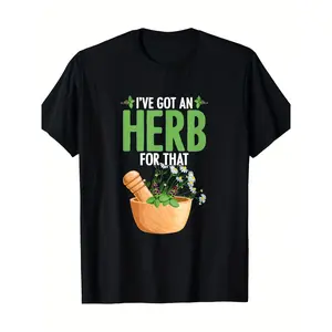 Unisex Crewneck Black T-Shirt "I've Got An Herb For That" Funny Herbalist Casual Tee