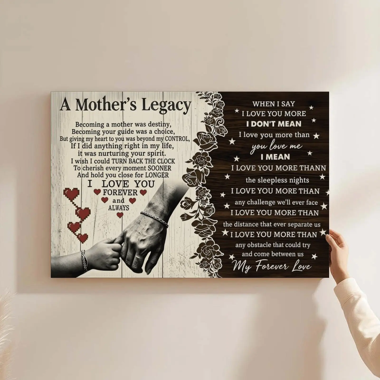 Touching Gifts for Mom Canvas Poster, Mother's Day Birthday Wall Art, Heartwarming Quotes Home Decor Mothers Day Gift Canvas for Mom Grandma, Mother's Day Wall Art
