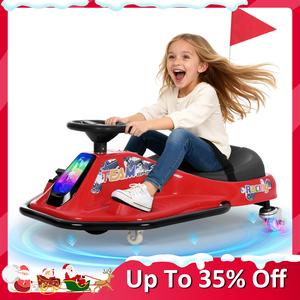 【Christmas Gift】 Sophia & William 24V Electric Wiggle & Drift 2-in-1 Go Kart with Light-Up Rear Wheels, 9.3 MPH Drifting Kids Ride On Car,  Ages 3+, Slow Start, Flashing Wheels, Front Lights, Bluetooth Music, Safety Harness, Gift for Boys & Girls