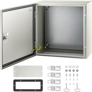 VEVOR NEMA Steel Enclosure, 16 x 16 x 8\'\' NEMA 4X Steel Electrical Box, IP66 Waterproof & Dustproof, Outdoor/Indoor Electrical Junction Box, with Mounting Plate
