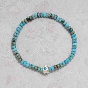 3x4mm King Turquoise Gemstone Elastic Bracelet