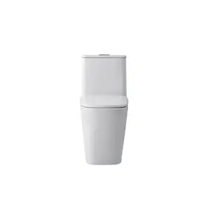 Elegant Square Winslet Floor Toilet (TOL2003) - 27x14x31 in., White, Soft Close Toilet Seat, Comfortable Seat Height, Dual Flush Function, High Performance Siphon Jet Flush System