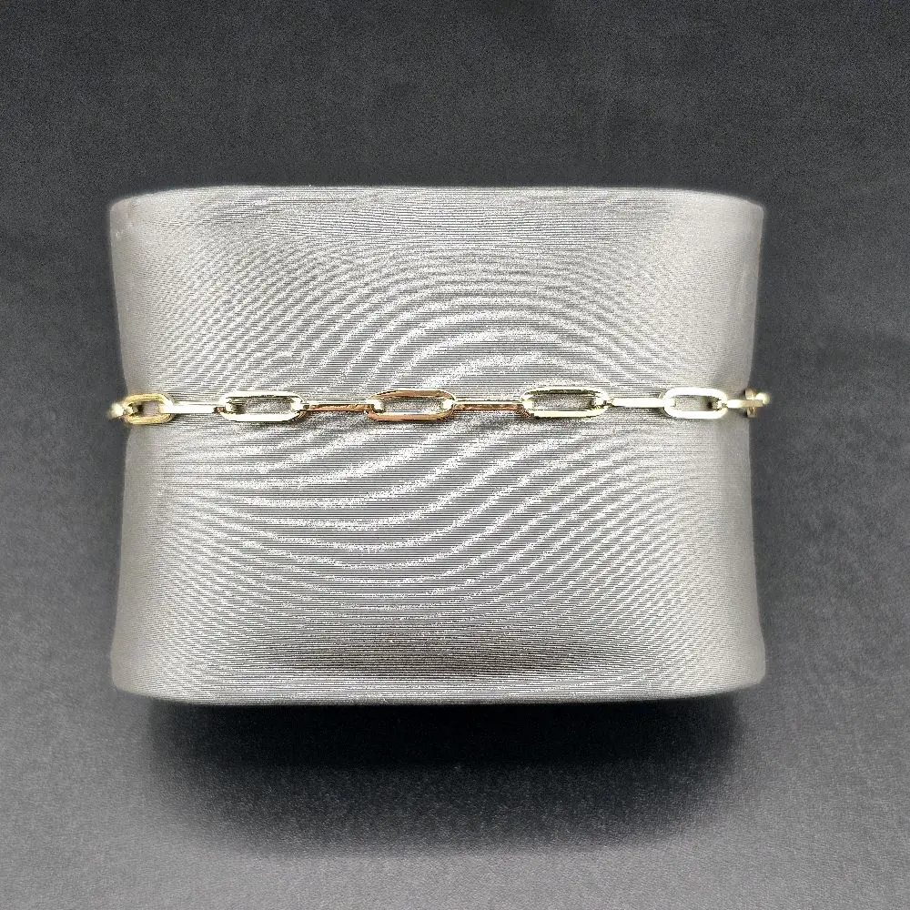 14k Gold Paperclip Bracelet, 3.3mm Thick, Available in 6.25in, 7in & 7.25in Sizes for Everyday Wear