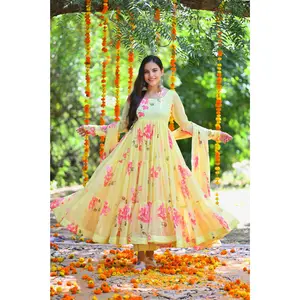 Yellow Daisy Anarkali