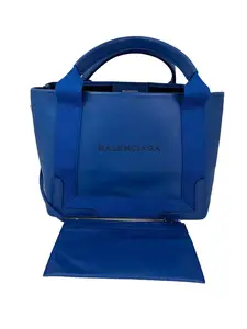 Pre-owned Balenciaga Leather Tote Bags Calfskin S Navy Cabas Blue Tote and Pouch Set