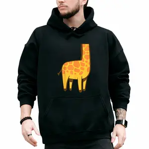 Casual Long Sleeve Unisex Hoodie – Comfortable Loose Fit, 100% Cotton with Giraffe Graphic