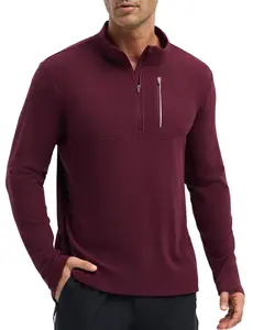 baleaf Men's Long Sleeve Fleece Quarter Zip Pullover Sweatshirt with Zipper Pocket Reflective Strip Running Golf Causal Thermal Base Layer