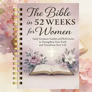 Women's 52-Week Bible Reading Plan Journal A5 Size Daily Scripture Diary Christian Spiritual Notebook Weekly Study Prayer Record Faith Reflection Pages Spiral Notebook
