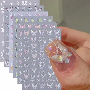 Butterfly Pattern Nail Art Sticker (6 Counts/set), Self Adhesive Nail Decal, DIY Nail Art Decoration for Women & Girls, Art Decals For Nails, Stickers For Nails