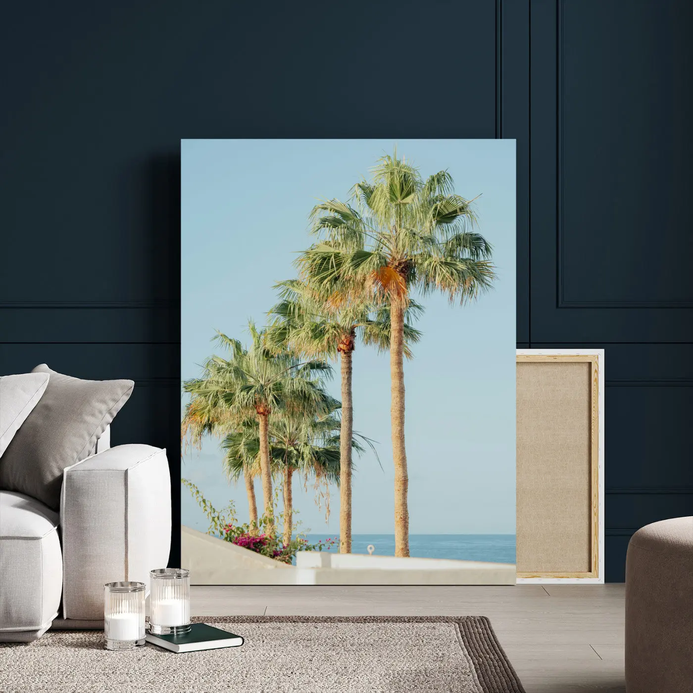 Framed Tropical Ocean Canvas Print - Coastal Nautical Artwork for Room Wall Decoration, Artistic