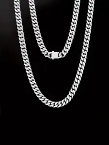 ICED CHICS 12MM stainless steel encrypted four-sided polished Cuban buckle necklace, Cuban chain necklace for men and women, solid Cuban chain, smooth Cuban chain, Cuban link necklace