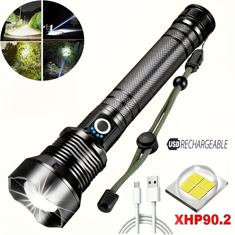 Rechargeable flashlight, high-brightness LED light, 5 modes, handheld design, battery life of more than 10 hours, aluminum alloy material, adjustable focus, suitable for camping, hiking, fishing, maintenance, night walking and emergency situations