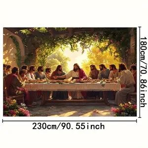 1pc Last Supper Religious Backdrop with  & Apostles - Durable, No Needed for Baptism, First Communion, Tailgate Parties, Birthdays & Outdoor Celebrations, Event Backdrop |   Vibrant Tapestry |   Detailed Craftsmanship