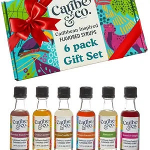 Caribe & Co. Flavored Syrup Sampler Pack Gift Set - For Coffee Cocktails Matcha Tea Seltzer Water and More