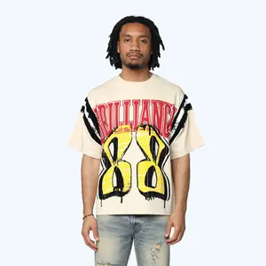 Wide Cropped Victory Flocking T-Shirt - Wood Ash