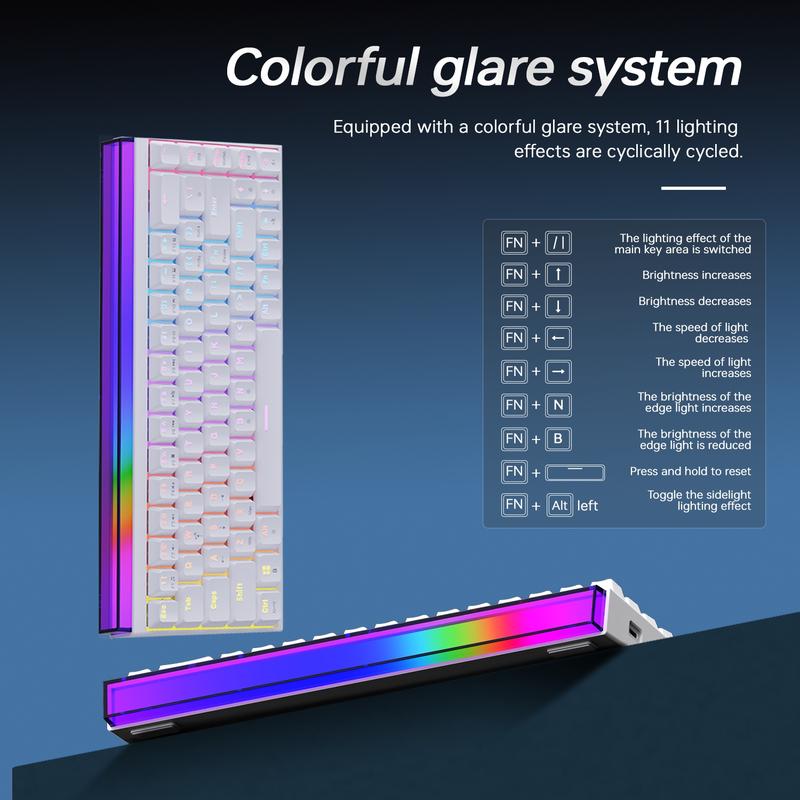 AJAZZ Mini 65% Gaming Mechanical Keyboard Red Switch 68 Key Compact Wired Office Keyboard NK68 Colorful Light Effect Ergonomic Mechanical Sense Office Artifact DIY Plug and Play Support Multiple Systems Suitable for Games, Mechanical Backlit Keyboard