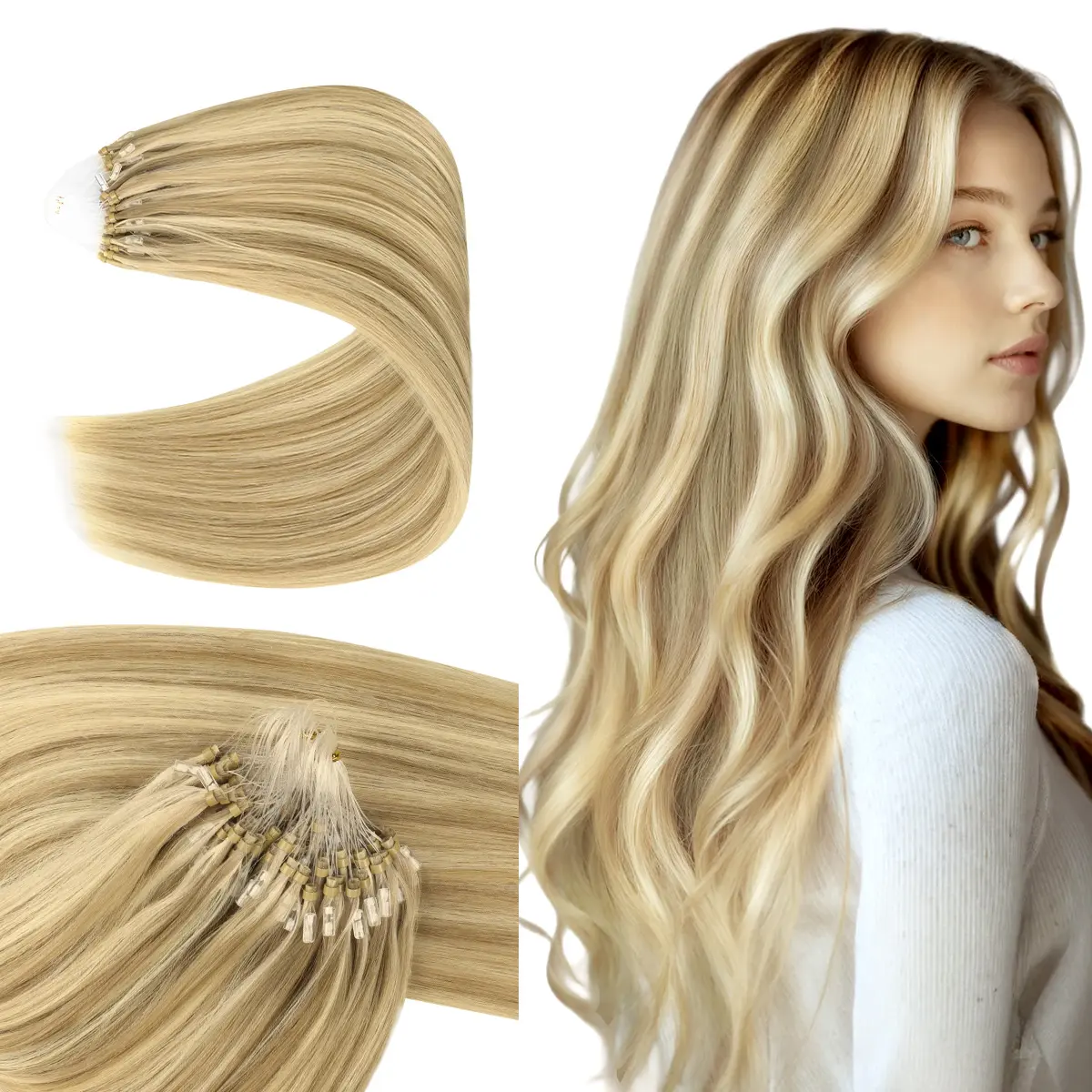 16/22-Light Blonde Highlighted Golden Blonde