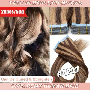Wholesale 2025 NEW 20Pcs Human Hair Tape In Hair Extensions Human Hair Real Remy Human Hair Extensions Seamless Straight Hair Extensions Real Human Hair Tape In Extensions 20Piecs, 50g 4p27 #   Color