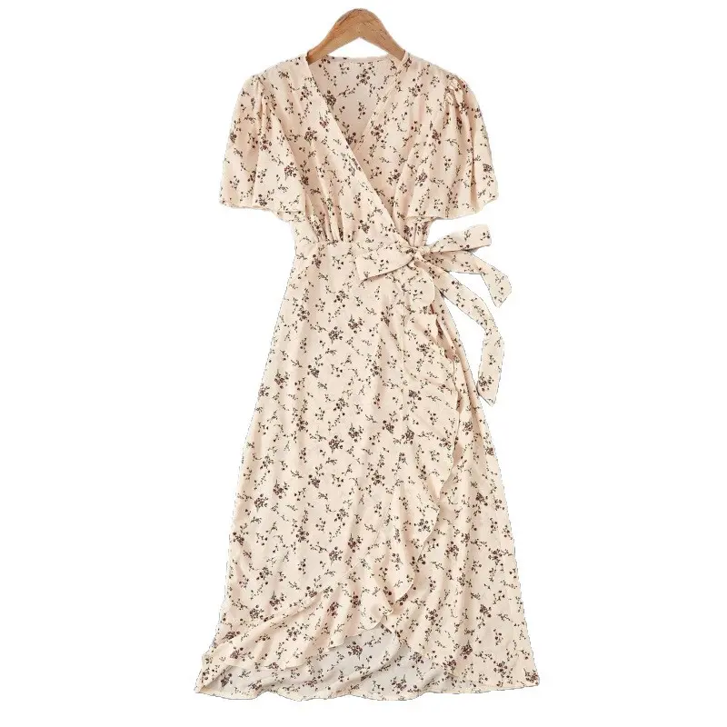 small floral lace wrap slim-fit dresses