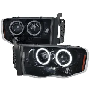 2002-2005 RAM 1500/ 2003-2005 RAM 2500 3500 Dual Halo Projector Headlights (Glossy Black Housing/Smoke Lens) 2002-2005 RAM 1500/ 2003-2005 RAM 2500 3500 Dual Halo Projector Headlights (Glossy Black Housing/Smoke Lens)