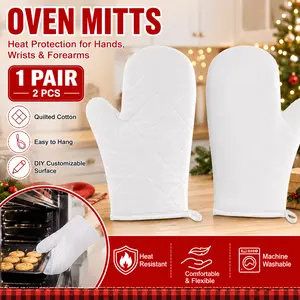 Heat Resistant Oven Mitts 1 Pair, Non-Slip Kitchen Gloves for Baking, Cooking, Grilling & BBQ, Durable High Temperature Protection