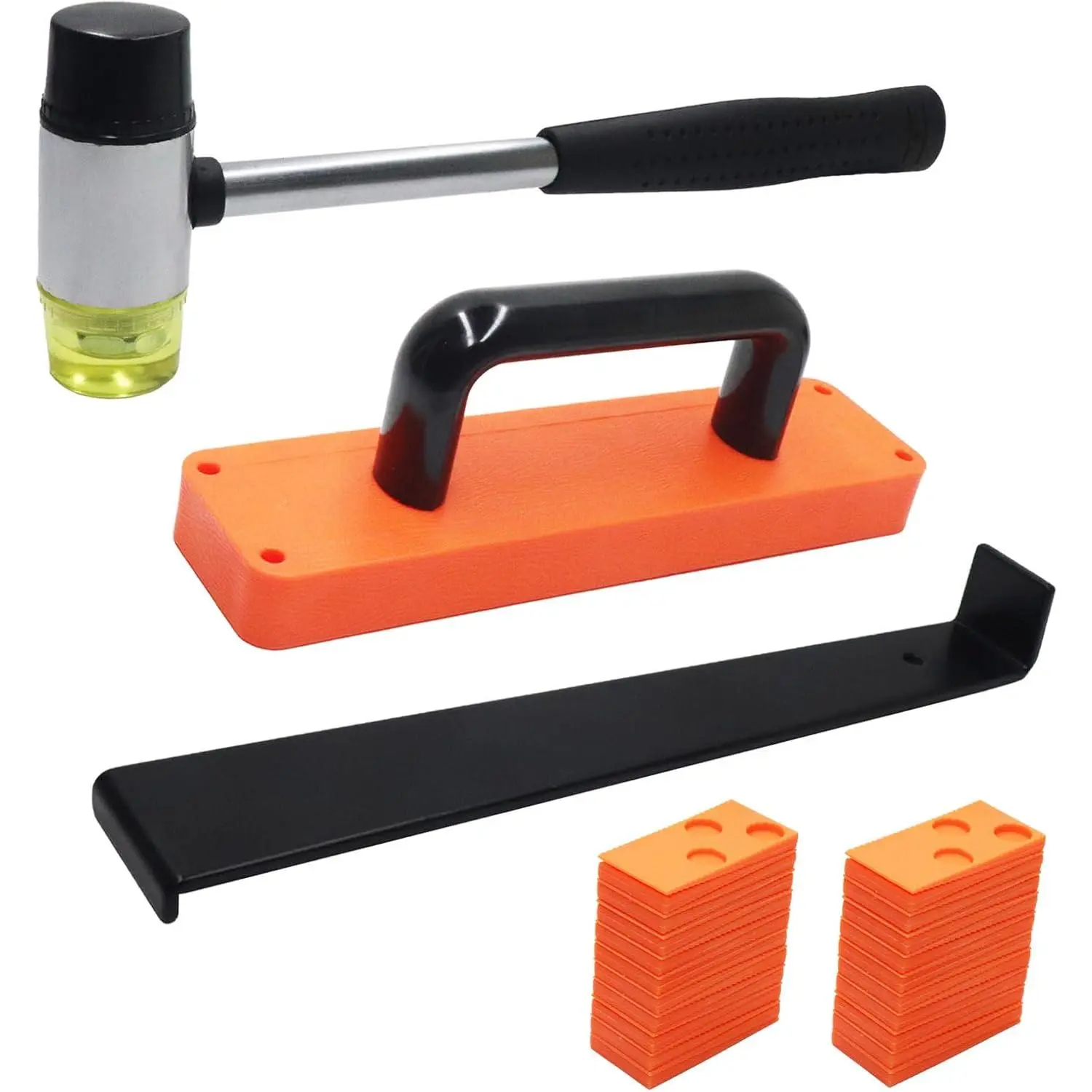 Laminate/Vinyl Flooring Tools,  43 count Laminate  Flooring Installation Kit- 40 count Floor Spacers, Heavy Duty Pull Bar and Rubber Mallet, Upgraded Tapping Block for Vinyl Plank Flooring