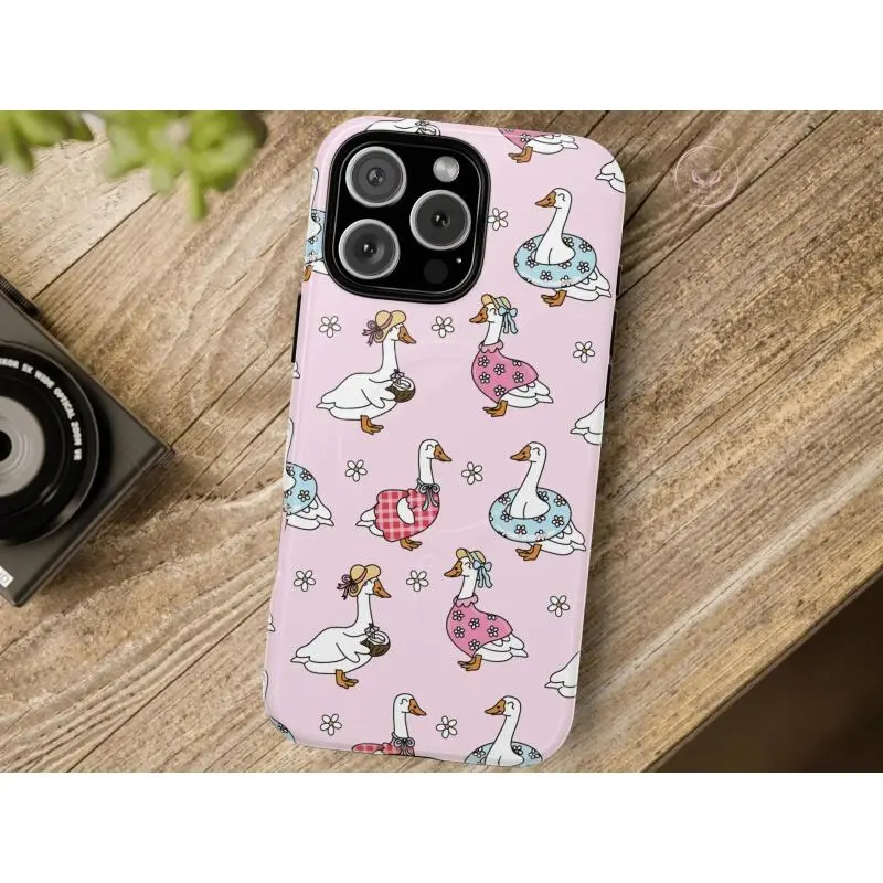 Plastic Silly Goose Summer Smartphone Case - Cute Duck, Cozy Coquette Bow, Floral Design - Funny Gift for Animal Lovers - Cellphone Accessories for Handheld Devices iPhone 17 Air,16,15,14 Plus,13,12,11 Pro Max & Samsung Galaxy Ultra 22,23,24,25,26, Wirele