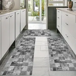 Kitchen Mat Set 2pcs/3pcs, Plaid Non-Slip Soft Carpet, Kitchen Rugs Sets, Durable Home Decor Rug, Kitchen Floor Mat for Kitchen Living Room Bathroom Entrance Doorway