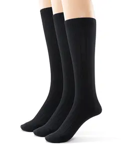 Mens Soft Rayon From Bamboo Dress Socks 3 Pk Seamless Toe Luxurious Crew Socks for Men (Black, 13-15)
